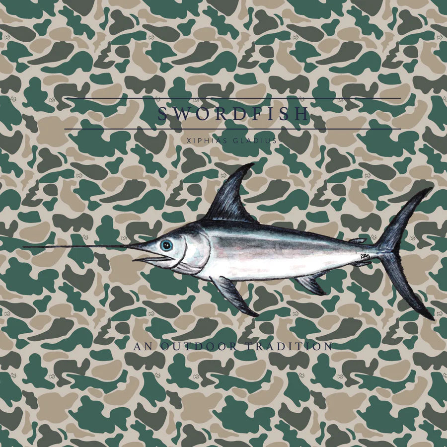 KID'S PRO PERFORMANCE HOODIE T-SHIRT IN  BREAK POINT CAMO WITH SWORDFISH