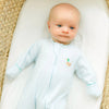 MINI MALLARD EMBROIDERED ZIPPER FOOTIE LIGHT BLUE