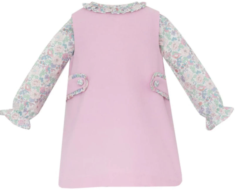 PINK CORD JUMPER WITH PINK LIBERTY FLORAL BLOUSE