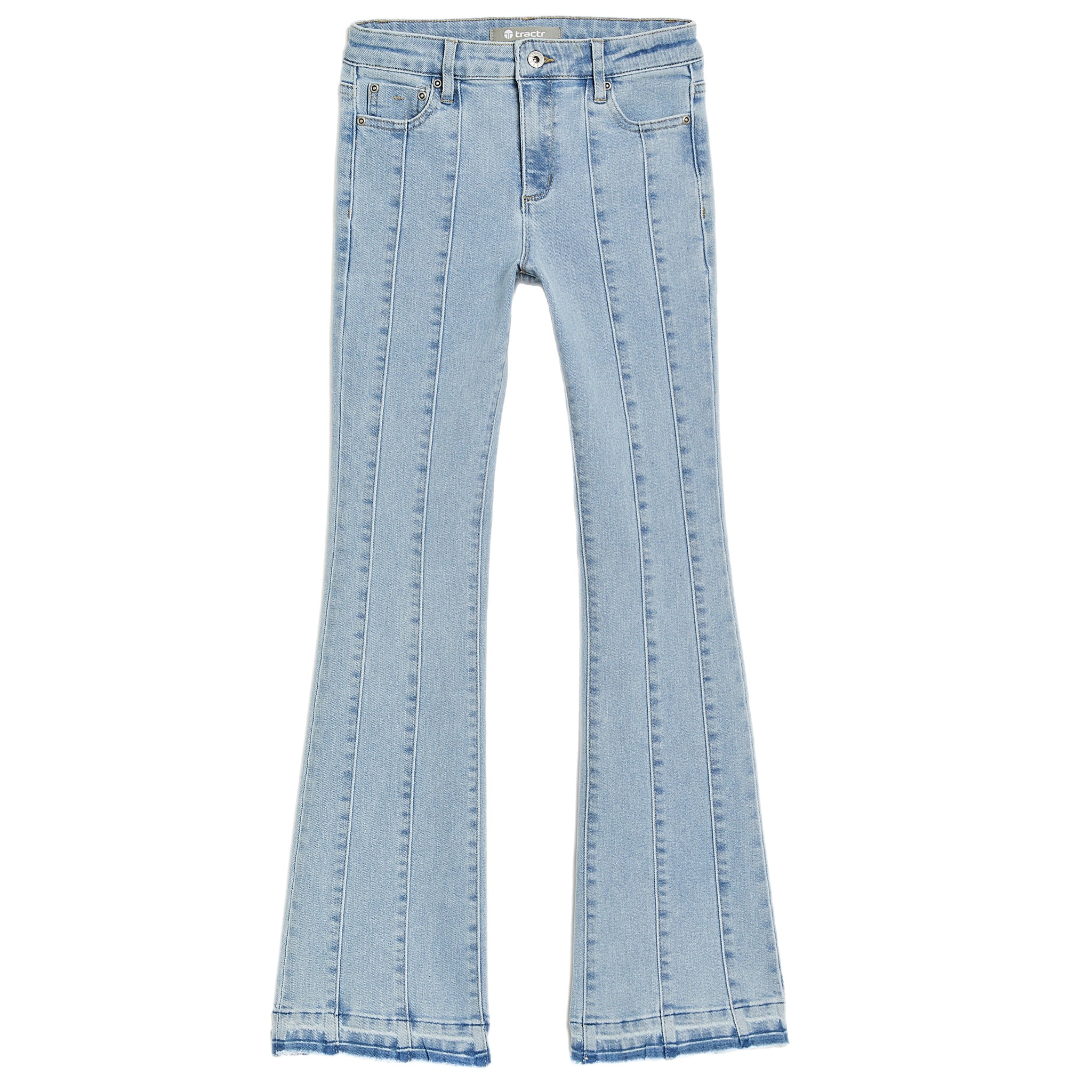 TWEEN FRONT PANEL LIGHT WASH RELEASED HEM FLARE JEANS