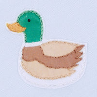 MINI MALLARD EMBROIDERED ZIPPER FOOTIE LIGHT BLUE