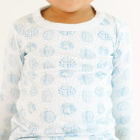 PRECIOUS PUMPKINS PRINT LONG PAJAMAS BLUE