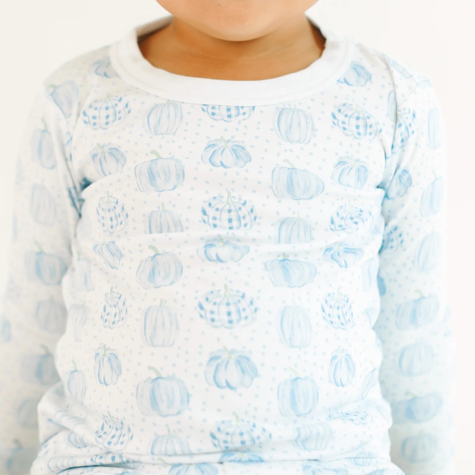 PRECIOUS PUMPKINS PRINT LONG PAJAMAS BLUE