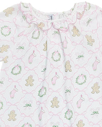 CHRISTMAS BOW TRELLIS PRINT GOWN