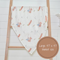 GONE FISHING BABY MUSLIN COTTON BLANKET