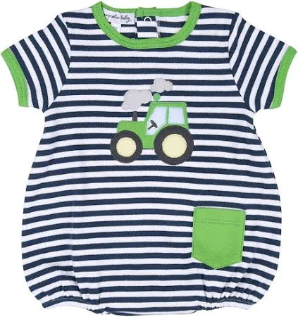 GREEN TRACTOR APPLIQUE BUBBLE