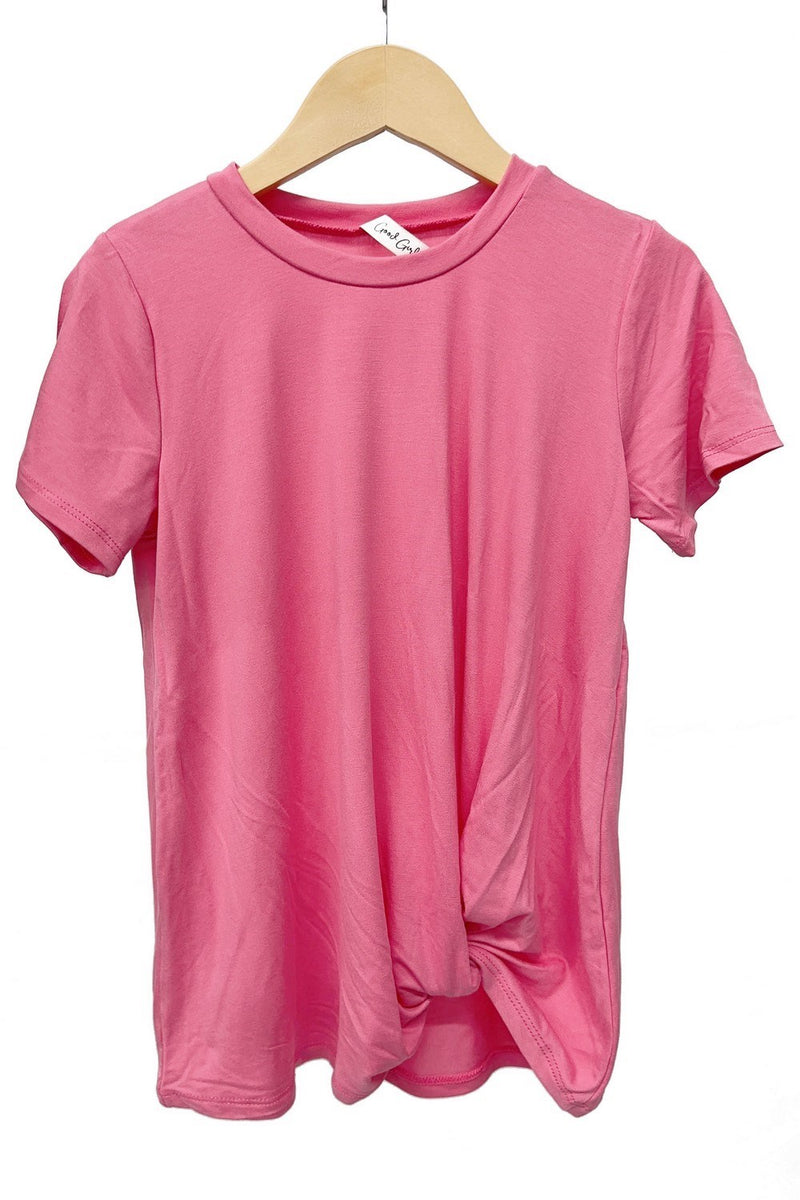 TWEEN TWISTED KNOT SHORT SLEEVE TEE - CANDY PINK