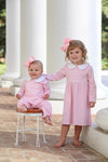 CLAIRE LONG SLEEVE ROMPER IN LIGHT PINK STRIPE