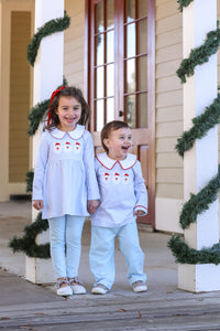 BOYS SANTA APPLIQUE PANT SET