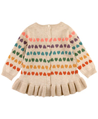 RUFFLE HEM HEARTS SWEATER