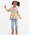 RUFFLE HEM HEARTS SWEATER
