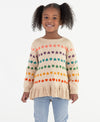 RUFFLE HEM HEARTS SWEATER