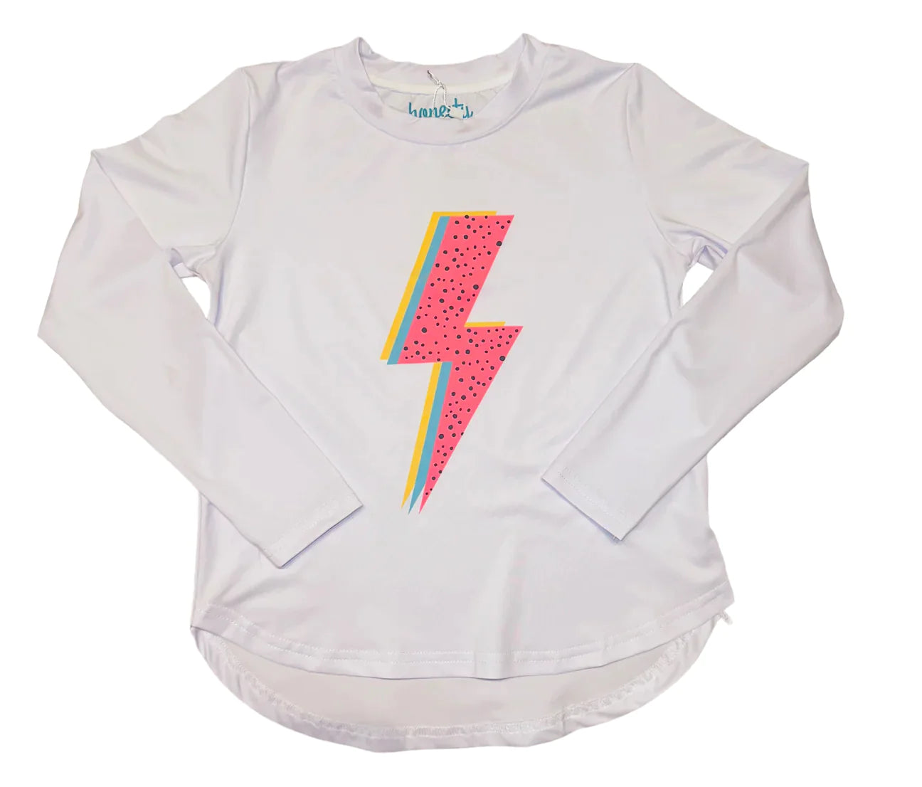 GIRLS LIGHTNING BOLT LONGSLEEVE PERFORMANCE GRAPHIC TEE