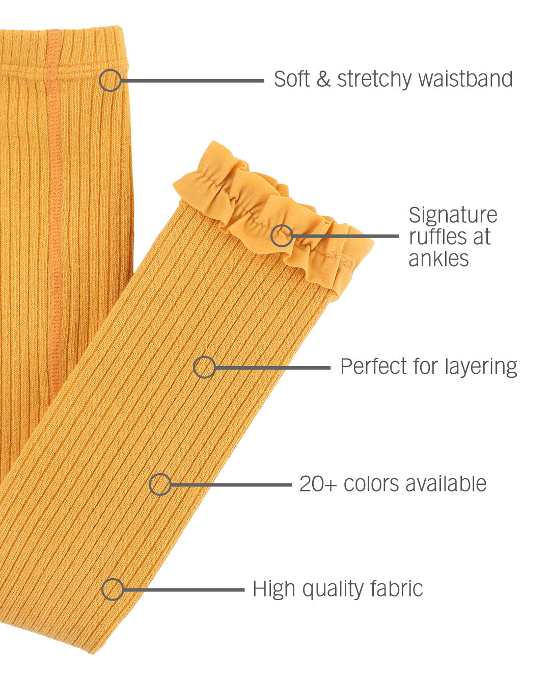 RIBBED FOOTLESS RUFFLED TIGHTS HONEY