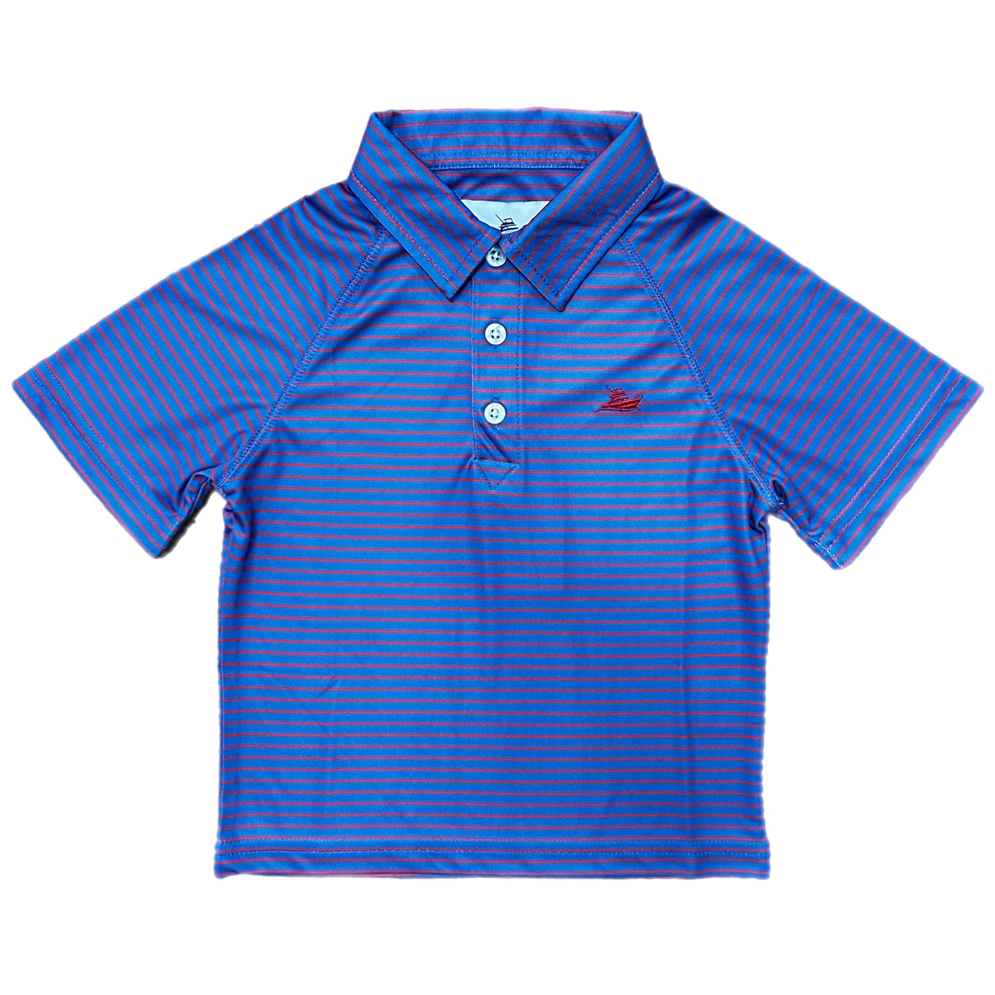 NAVY AND RED STRIPE POLO