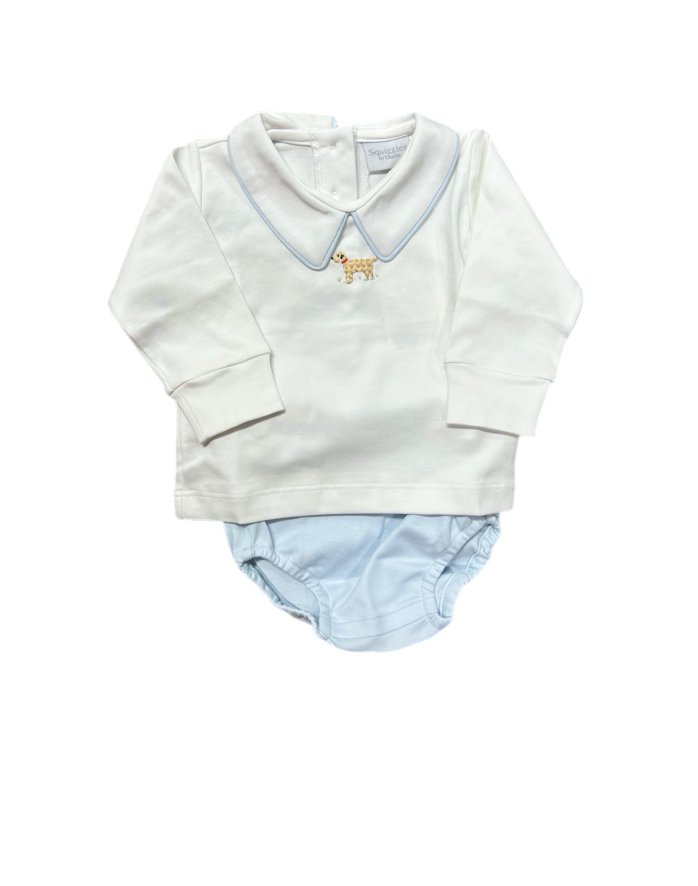 MINI WINSTON DIAPER SET WITH DOG APPLIQUÉ
