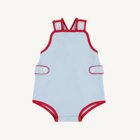 SKIPPER SUNSUIT - PIMA BUCKHEAD BLUE/RICHMOND RED