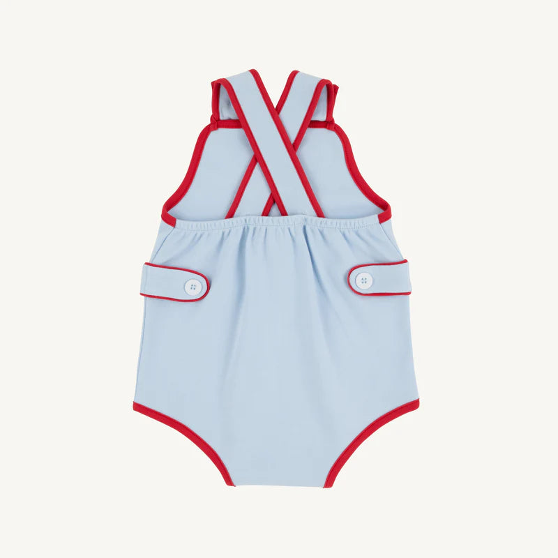 SKIPPER SUNSUIT - PIMA BUCKHEAD BLUE/RICHMOND RED