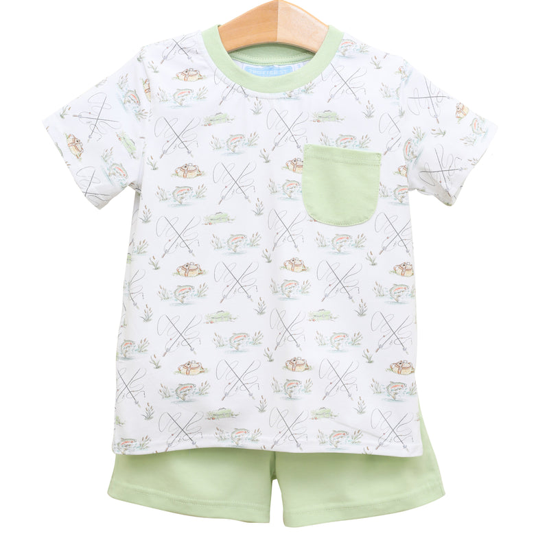 GONE FISHIN' POCKET SHORT SET