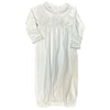 BLESSED EMBROIDERED COLLARED LONG SLEEVE GATHERED GOWN - LIGHT BLUE