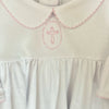 BLESSED EMBROIDERED COLLARED LONG SLEEVE GATHERED GOWN - PINK