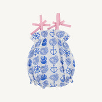 ROSEY ROMPER - PIMA WILMINGTON WATER (WHITE)/PIER PARTY PINK