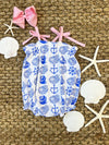 ROSEY ROMPER - PIMA WILMINGTON WATER (WHITE)/PIER PARTY PINK