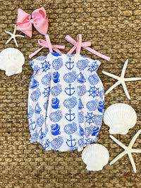 ROSEY ROMPER - PIMA WILMINGTON WATER (WHITE)/PIER PARTY PINK