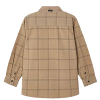 BOYS KHAKI PLAID CORDUROY BUTTON DOWN OVERSHIRT