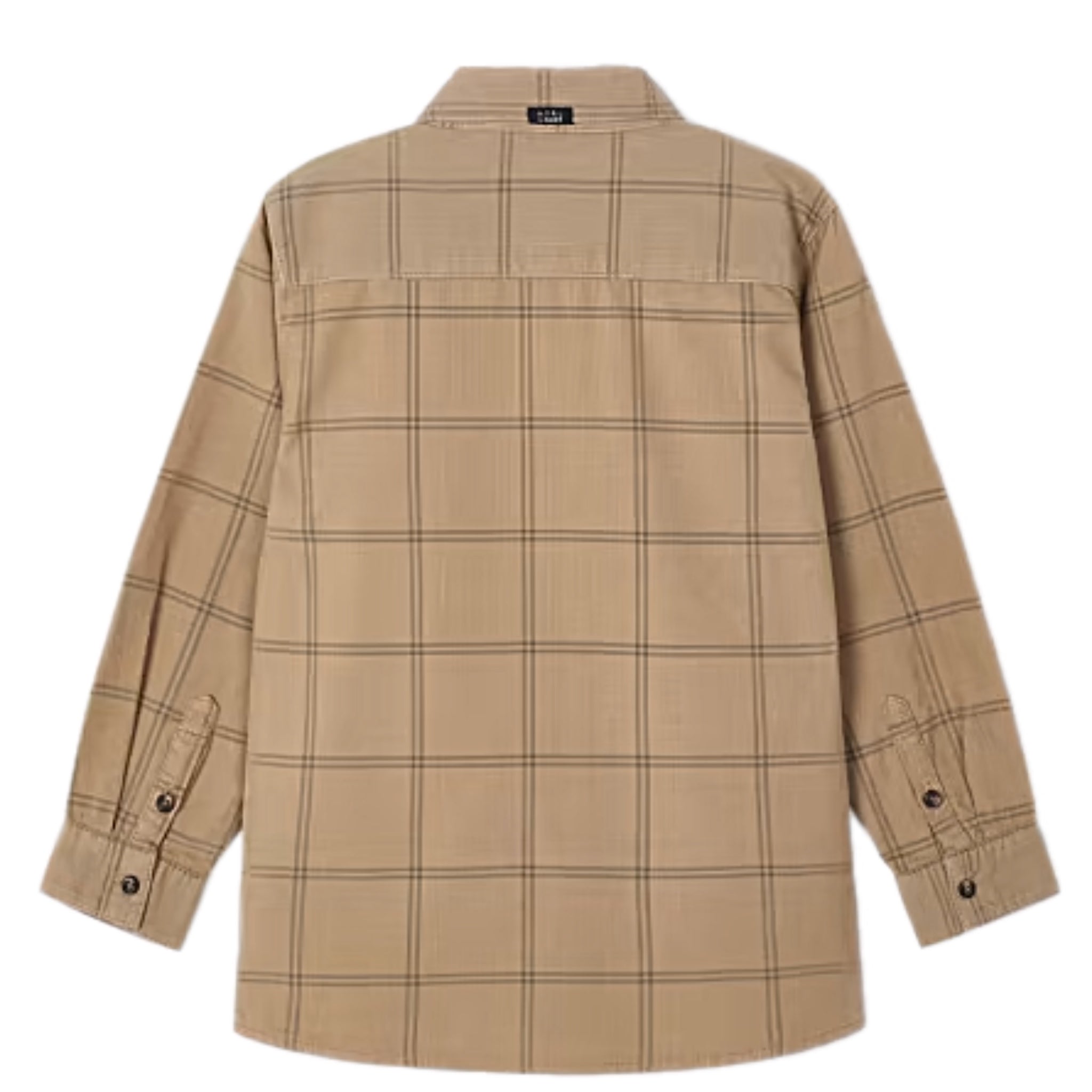 BOYS KHAKI PLAID CORDUROY BUTTON DOWN OVERSHIRT