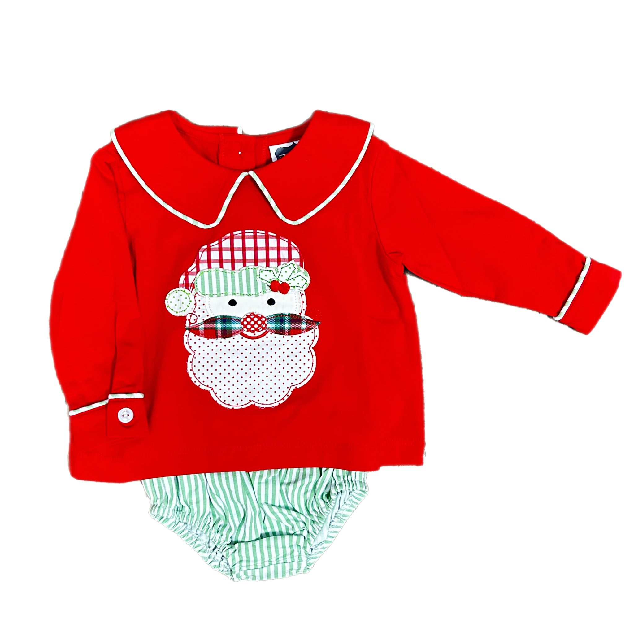 BOYS SANTA APPLIQUE DIAPER SET
