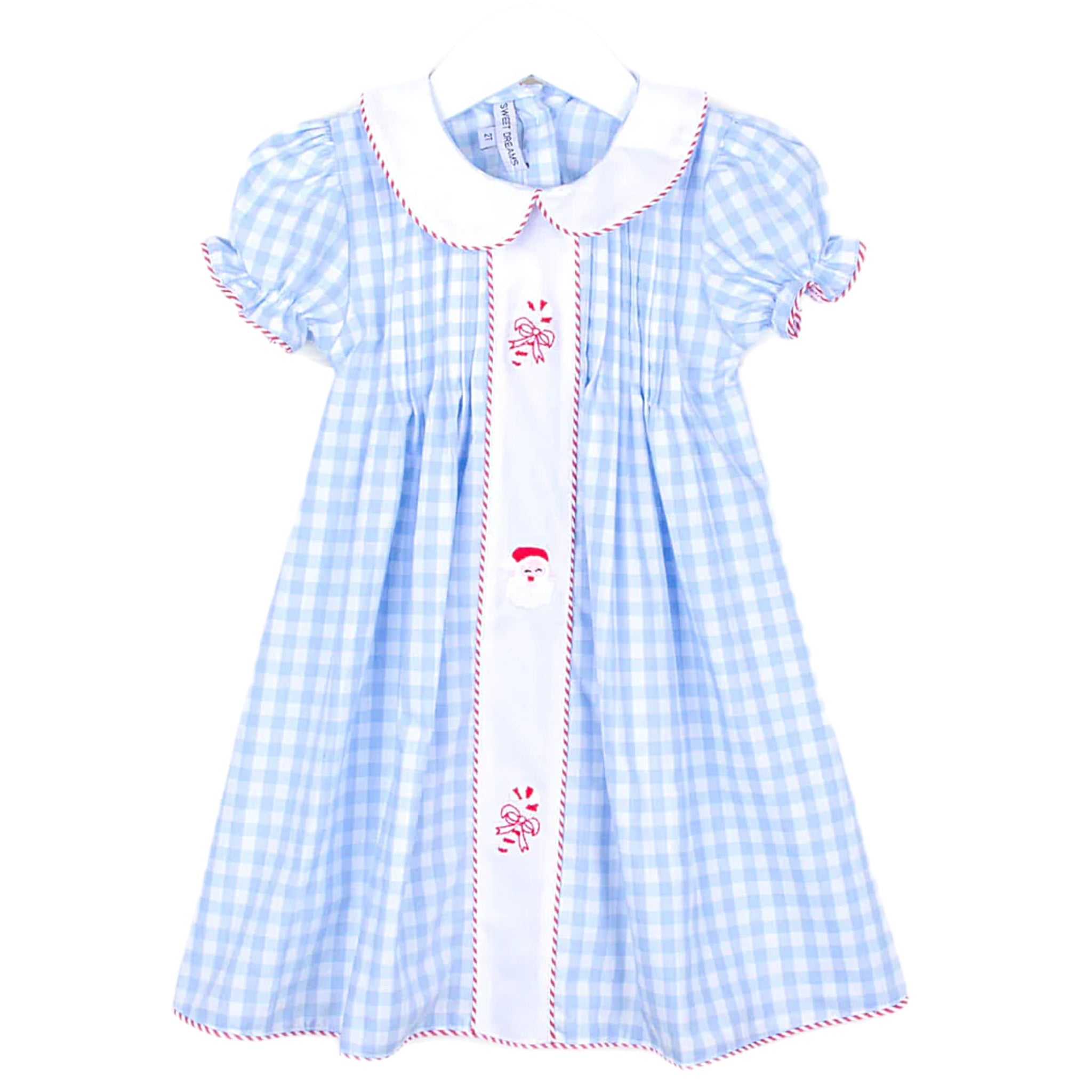 CANDY CANE AND SANTA EMBROIDERED DRESS