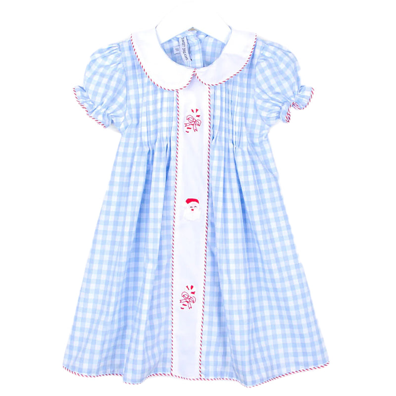 CANDY CANE AND SANTA EMBROIDERED DRESS