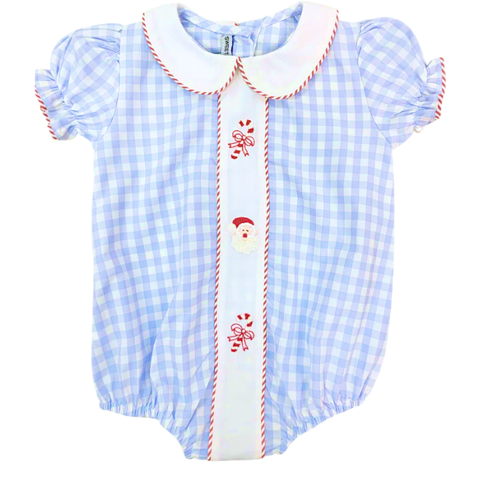 CANDY CANE AND SANTA EMBROIDERED GIRLS BUBBLE