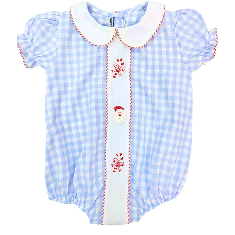 CANDY CANE AND SANTA EMBROIDERED GIRLS BUBBLE