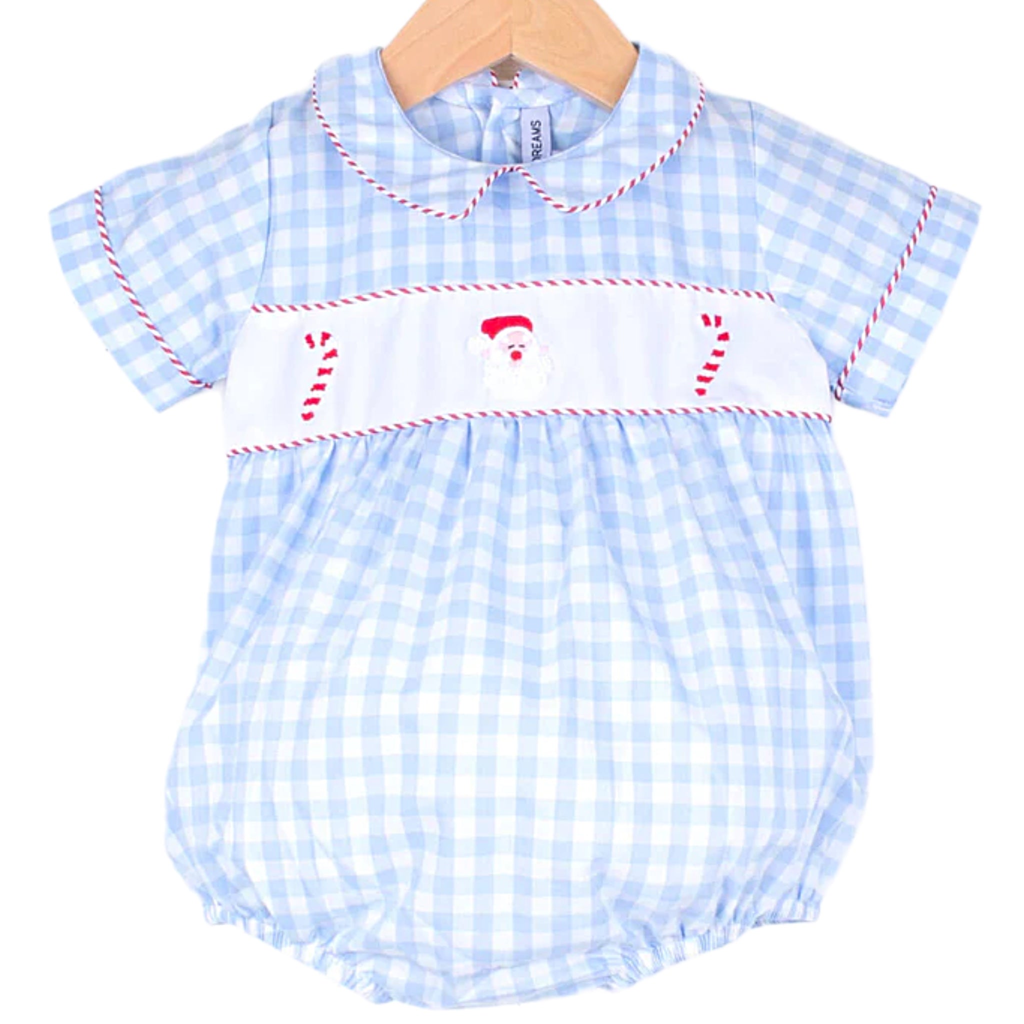 CANDY CANE AND SANTA EMBROIDERED BOY BUBBLE