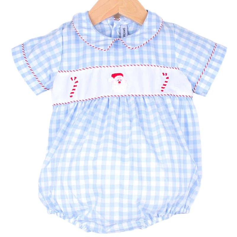 CANDY CANE AND SANTA EMBROIDERED BOY BUBBLE