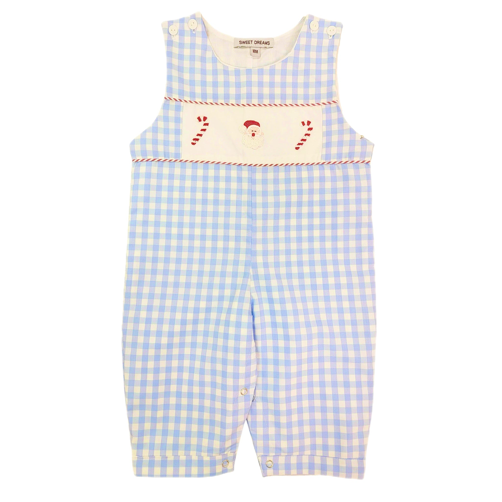 CANDY CANE AND SANTA EMBROIDERED LONGALL