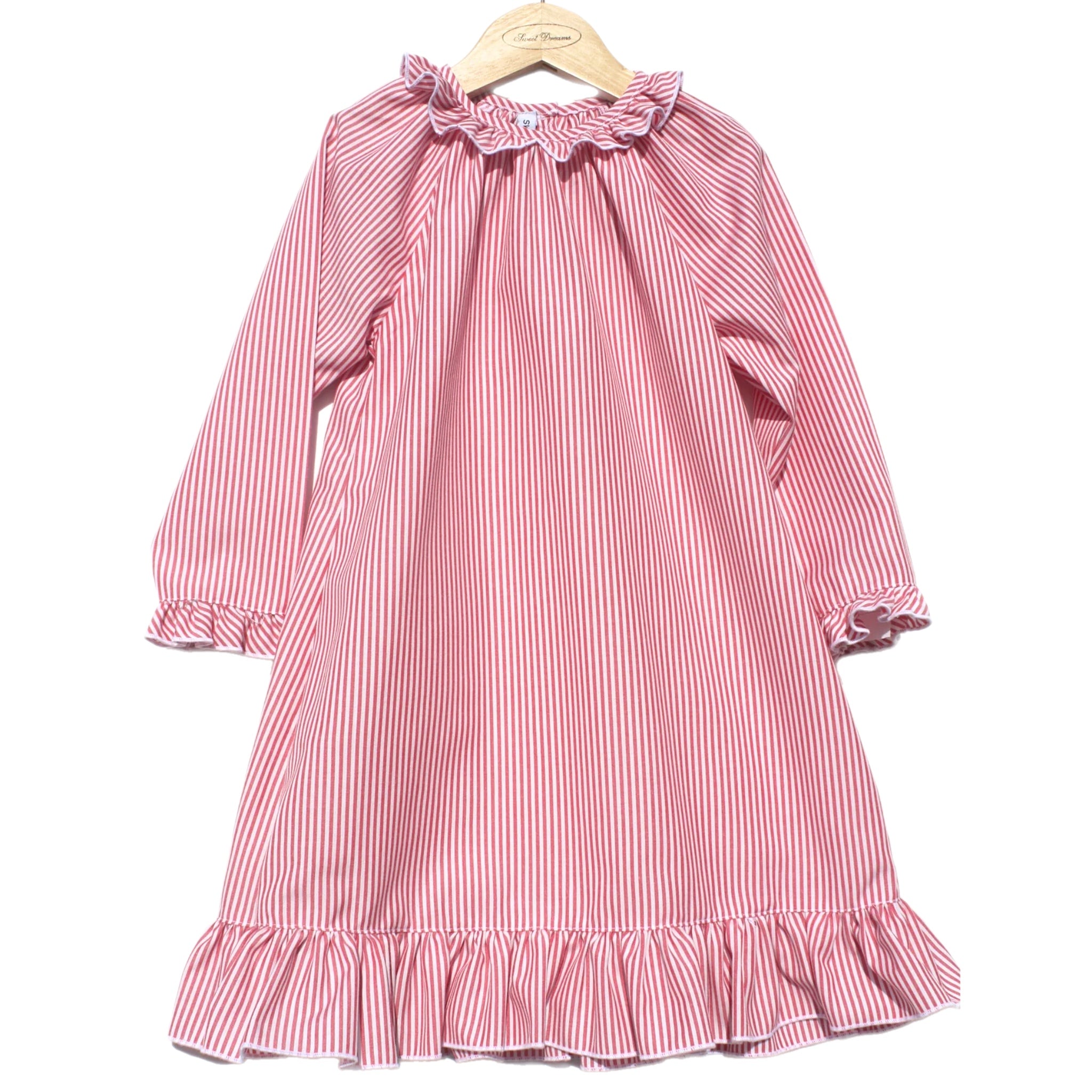 GIRLS RED STRIPE NIGHT GOWN