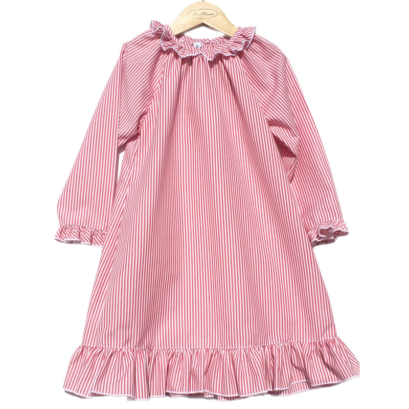 GIRLS RED STRIPE NIGHT GOWN