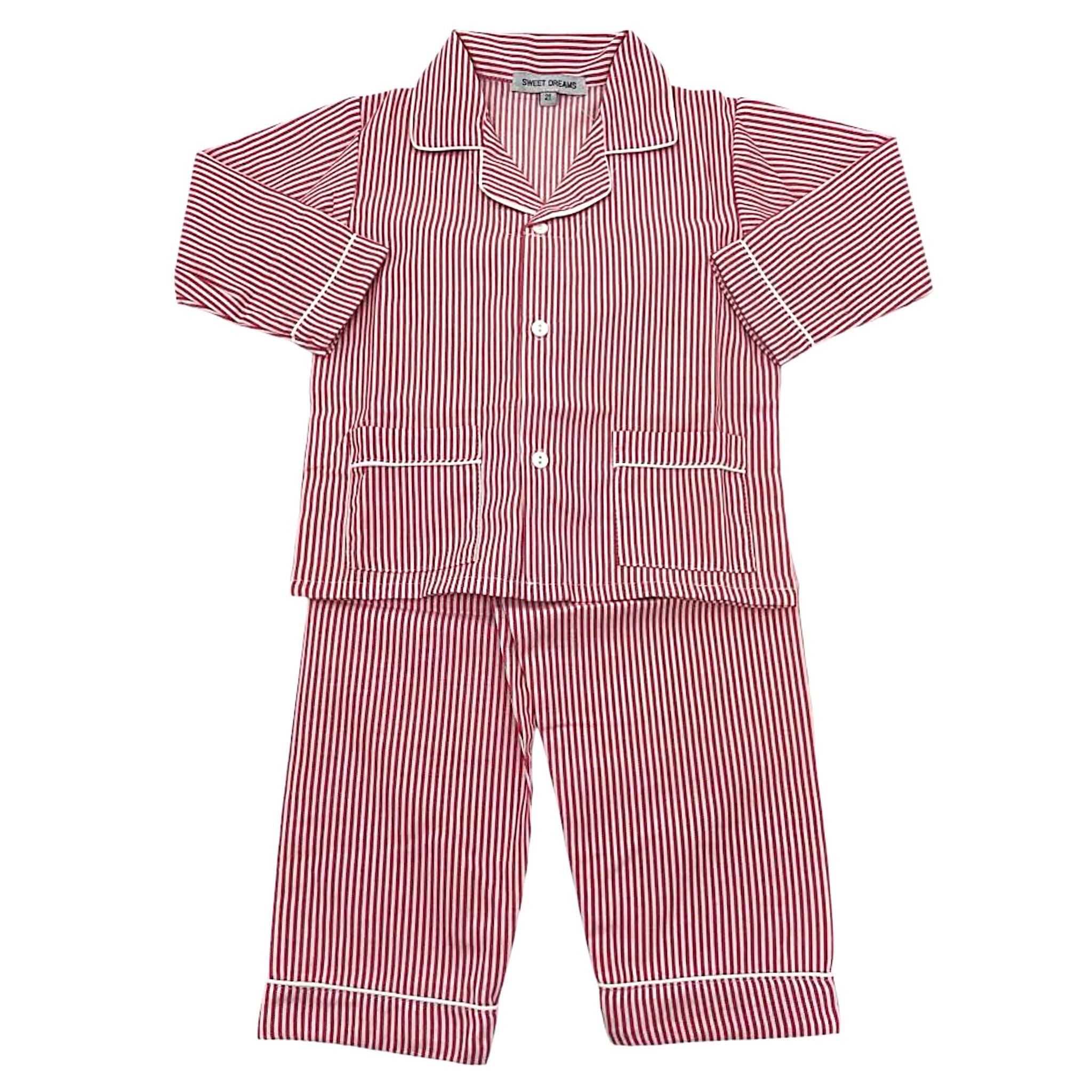 CLASSIC RED PIN STRIPE BOYS 2PC PAJAMAS