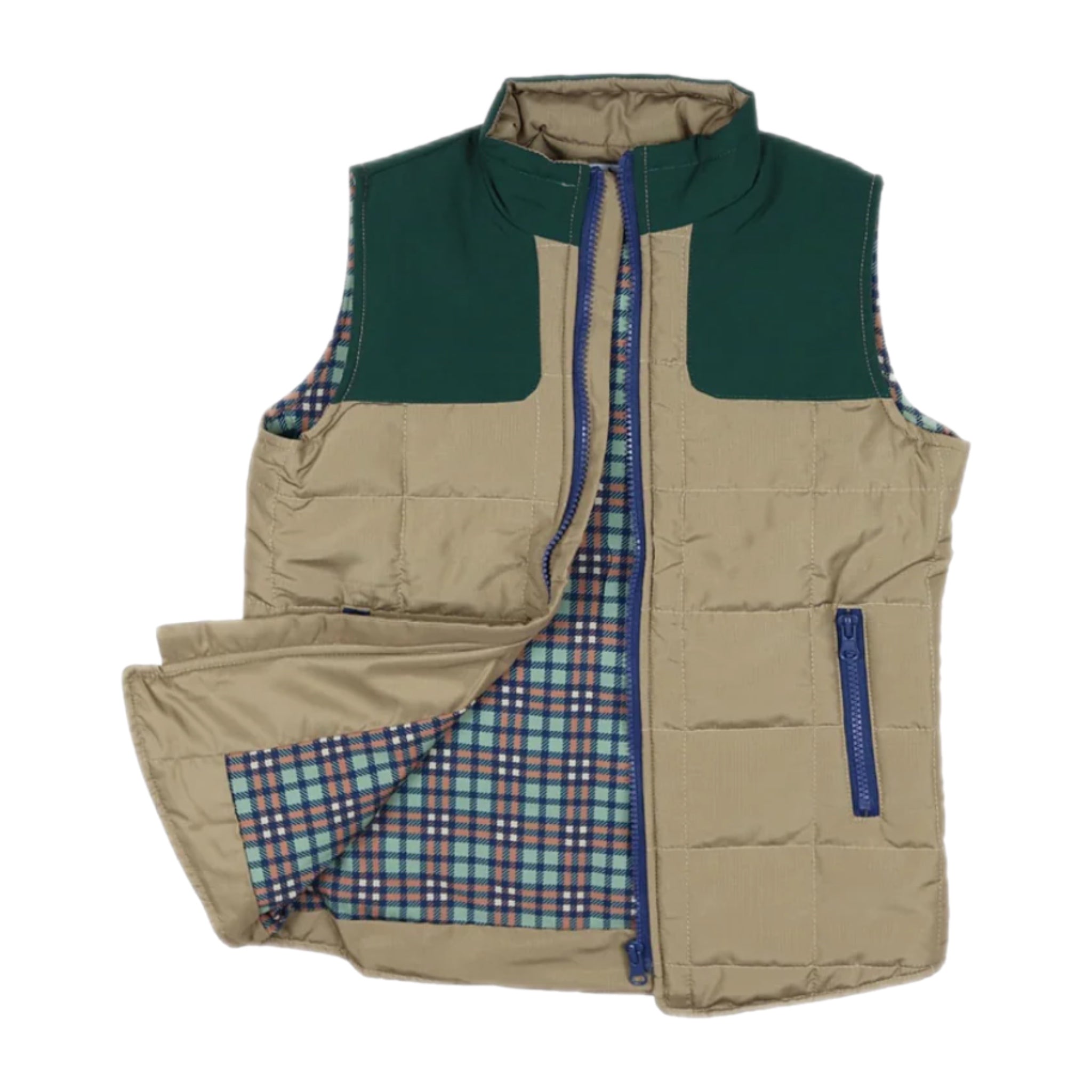 TWO TONE VEST - KHAKI AND GREEN