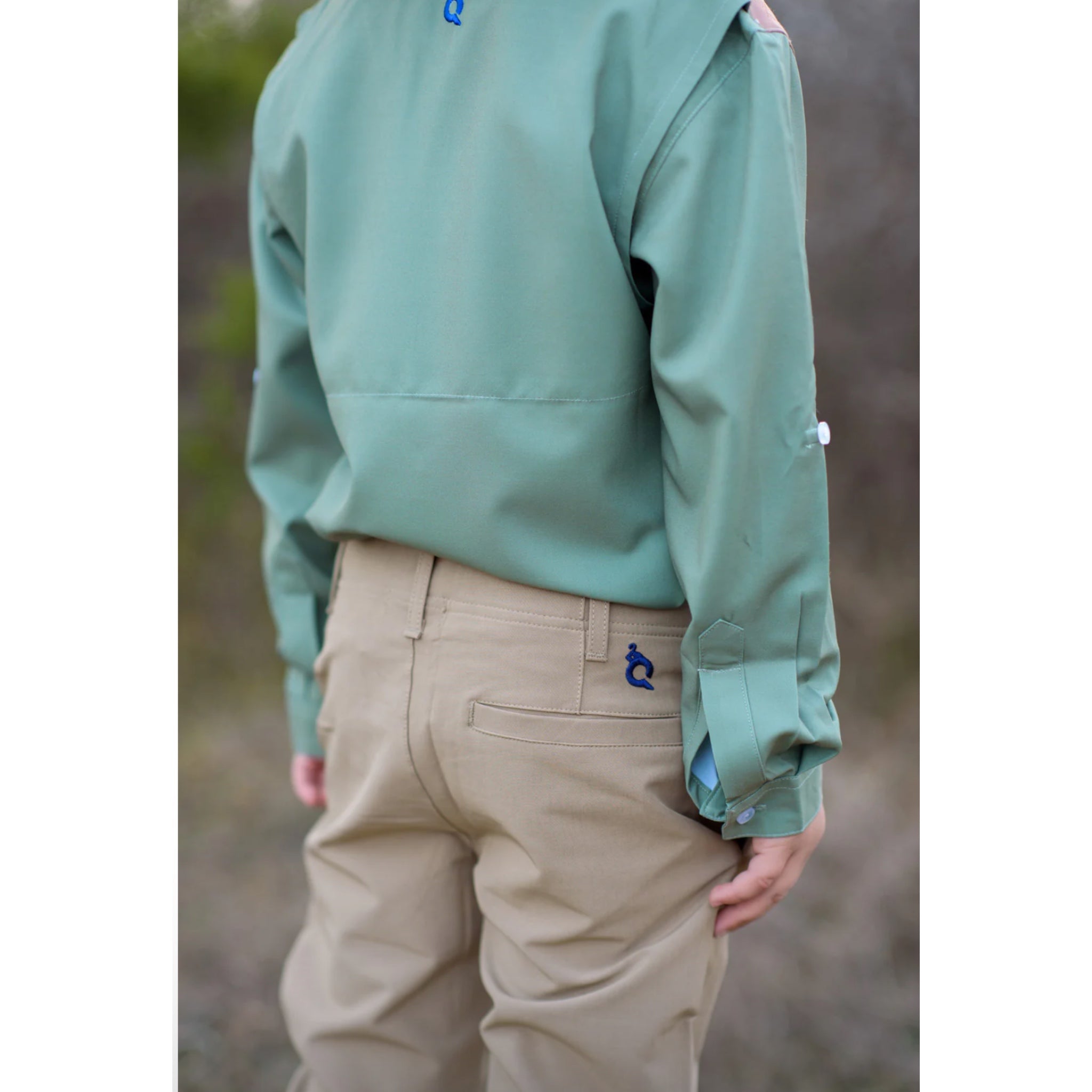 SAGE GREEN AND KHAKI LONG SLEEVE SHIRT