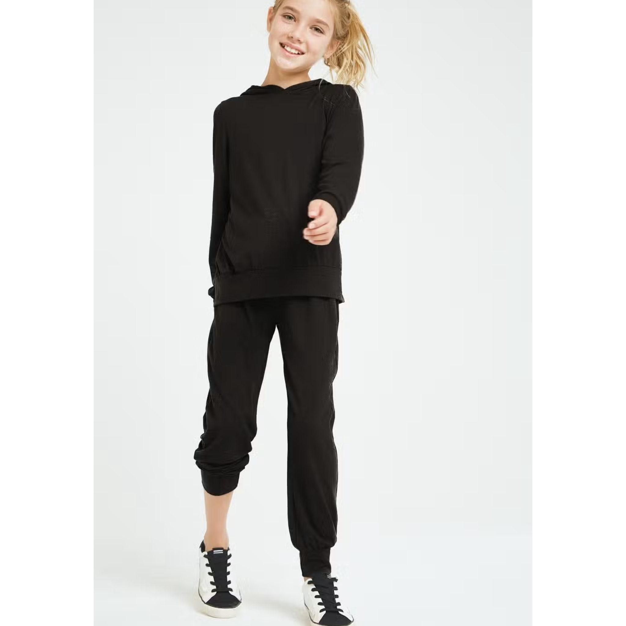 TWEEN BLACK HOODED JOGGER SET