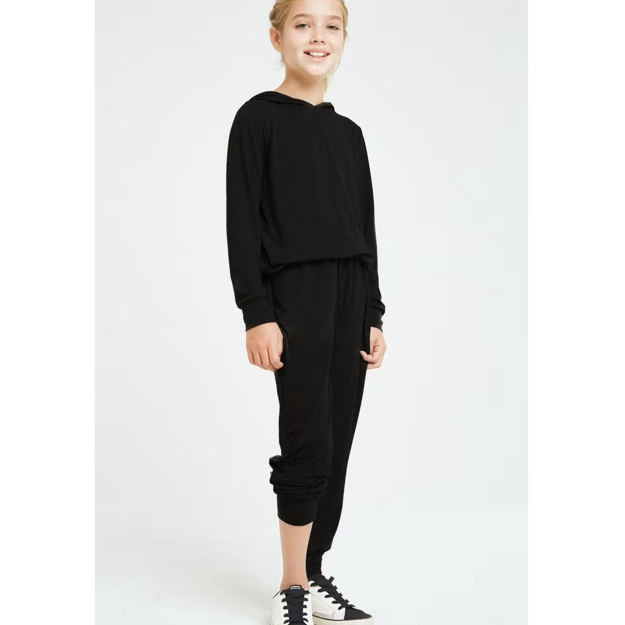 TWEEN BLACK HOODED JOGGER SET