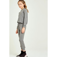 TWEEN HEATHER GREY HOODED JOGGER SET