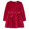 RED BELTED VELVET DRESS