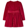 RED BELTED VELVET DRESS