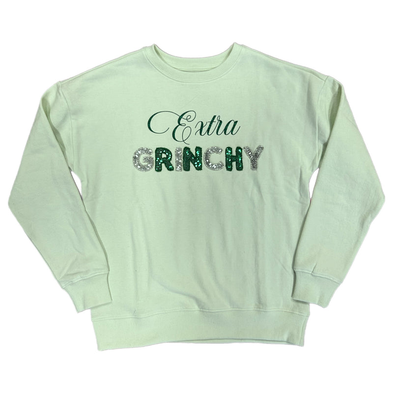 TWEEN EXTRA GRINCHY GLITTER  SWEATSHIRT