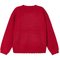 GIRLS RED SCALLOP EDGE SWEATER